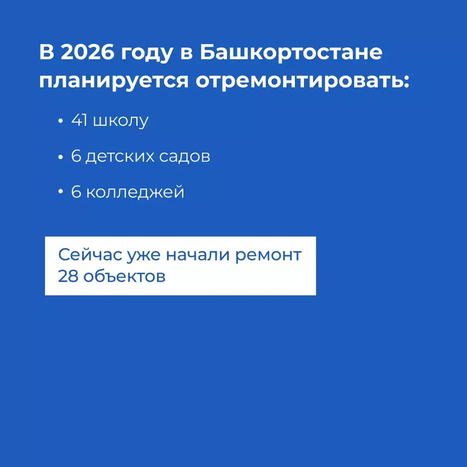 «Берҙәм Рәсәй» Халыҡ программаһы буйынса мәғариф объекттарын төҙөлә